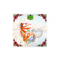 TAZA FLORAL NARANJA 380ML