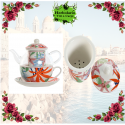 TAZA- TETERA FLORAL NARANJA  250ML