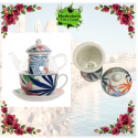 TAZA- TETERA FLORAL AZUL  250ML