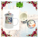 TAZA  FLORAL AZUL  300ML