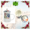 TAZA  FLORAL AZUL  300ML