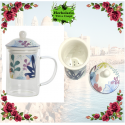 TAZA FLORAL SAUCE AZUL 300ML
