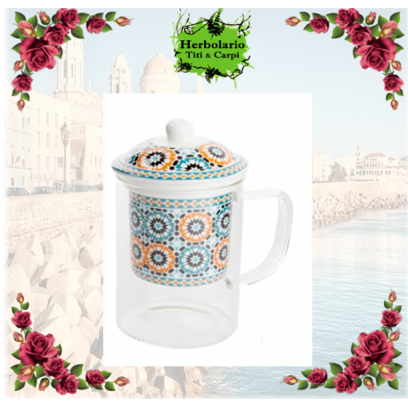 TAZA AZULEJOS NARANJA 300ML