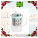 TAZA AZULEJOS NARANJA 300ML